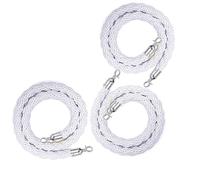 Lot de 3 cordes torsadées blanches for barrière de file d'attente avec mousquetons - 0,6 à 3,05 m - Séparateur de ligne de contrôle des foules(Silver Hook,275cm)