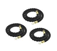 Lot de 3 cordes torsadées de 1,2 m avec mousquetons dorés, séparateur de file d'attente pour contrôle de la foule, poteaux et supports, parfait pour les hôtels et les événements