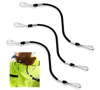 Lot de 3 Cordons de sifflet Courts à Double Clip en Nylon léger et Robuste avec Clip en métal pour entraîneur de Lutte, Arbitre, école, Football, Basket-Ball, Classe, compétition, entraînement, Noir