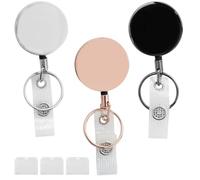 Lot de 3 cordons extensibles haute performance - Porte-clés rétractables - Bobine à ressort en acier inoxydable - Cordon en nylon - Porte-clés rétractable pour cartes de nom
