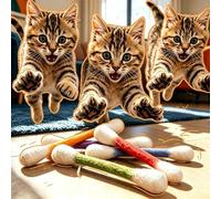 Lot de 3 cotons-tiges à herbe à chat surdimensionnés de couleur aléatoire pour chats, mastication, lancer, coups de pied, frottement dentaire et enrichi en intérieur - Trois surprises