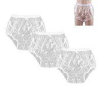 Lot de 3 Couches Imperméables pour Adultes,Lavables et Réutilisables avec Fermeture à Pression Pantalon pour Incontinence Sous-Vêtements de Protection(Clear,Large)