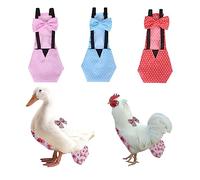 Lot de 3 couches réutilisables imperméables et lavables avec nœuds papillon pour poules bantam, canards, oies et soie pour oiseaux domestiques (motif floral, taille M) (3 pièces, pois, taille M)