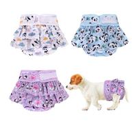 Lot de 3 couches réutilisables pour chien femelle, couches lavables super absorbantes pour chien, design jupe, couches réglables pour incontinence de petite, moyenne et grande taille (taille S)
