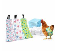 Lot de 3 couches réutilisables pour poulet et canard avec coussinets et doublures jetables, lavables pour une utilisation en intérieur, ensemble de soins anti-fuites (L)