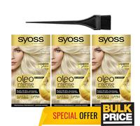 Lot de 3 couleurs de cheveux blondes cendrées Syoss Oleo Intense 10-50 brilla...