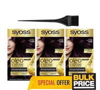 Lot de 3 couleurs de cheveux Syoss Oleo Intense 3-33 riches prune/aubergine v...