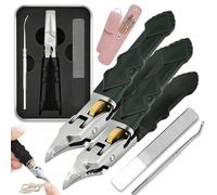 Lot de 3 coupe-ongles noirs antidérapants avec pointes ultra tranchantes pour un accès précis aux rainures des ongles, coupe-ongles en acier inoxydable, anti-éclaboussures, pour personnes âgées