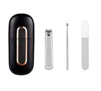 Lot de 3 coupe-ongles pour soins personnels - Lime à ongles - Peau morte - Pelle à oreilles - Avec boîte de rangement - Pour homme et femme (noir)