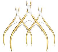 Lot de 3 coupe-ongles professionnels en acier inoxydable pour ongles de pieds, cuticules, ciseaux de manucure, jaune, C
