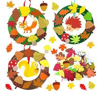 Lot de 3 couronnes d'automne pour enfants, Kits de Décorations Couronnes de Noël, Kits de décoration bricolage pour enfants, Décoration d'action de grâces, Guirlande d'action de grâces