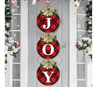 Lot de 3 couronnes de Noël à Carreaux de Buffle pour Porte d'entrée - Décoration de Noël Rustique pour Porte, Vacances, Noël, Porte de Garage, décorations murales d'intérieur et d'extérieur