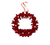 Lot de 3 couronnes de Noël avec clochette en velours pelucheux, ornements en tissu floqué adaptés pour accrocher en saison pour l'intérieur et l'extérieur