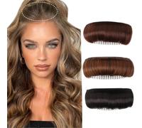 Lot de 3 coussinets à cheveux moelleux invisibles pour femme - Faux clips à cheveux - Pour augmenter le volume - Base de cheveux moelleuse - Outil de coiffure princesse (3 couleurs)