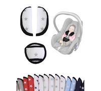 Lot de 3 coussinets de ceinture pour nacelles - Pour sièges auto, poussettes universelles - Ensemble de 3 coussinets de ceinture (blanc/étoiles/gris)