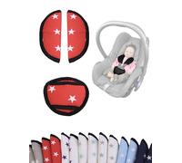 Lot de 3 coussinets de ceinture pour nacelles - Pour sièges auto, poussettes universelles - Lot de 3 coussinets de ceinture (rouge/étoiles/blanc)