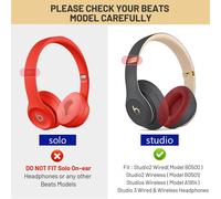Lot de 3 coussinets de rechange pour casque Beats Studio 2 et Studio 3 avec fil et sans fil,coussinets en mousse à mémoire de forme avec cuir protéiné souple,blanc