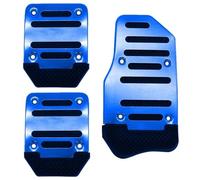 Lot de 3 coussinets universels en aluminium pour transmission manuelle automatique - Pédales de frein - Antidérapantes - Rouge, bleu, argenté