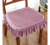 Lot de 3 coussins de chaise de salle à manger luxueux en velours antidérapant avec attaches - 43 x 46 cm - Décoration européenne avec volants en dentelle - Pour décoration de maison/cuisine/bureau