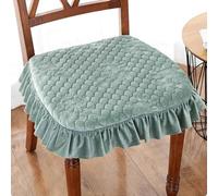 Lot de 3 coussins de chaise de salle à manger luxueux en velours antidérapant avec attaches - 43 x 46 cm - Vert