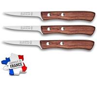 LOT DE 3 COUTEAUX SAIGNE POULET INOX MANCHE BOIS LA FOURMI - USTENSILE CUISINE COUTEAU SAIGNER TUE-COQ VOLAILLE - RÉF 11005