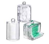 Lot de 3 couvercles distributeurs cotons-tiges, ensemble ronds coton | Stockage de sels de bain, support organisateur, paquet multiple