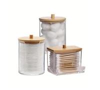 Lot de 3 couvercles distributeurs cotons-tiges, ensemble ronds coton | Stockage de sels de bain, support organisateur, paquet multiple