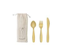 Lot de 3 couverts en acier inoxydable or, couteau, fourchette, cuillère, pour enfants - Bloomingville, Ally - 17x4x1 cm