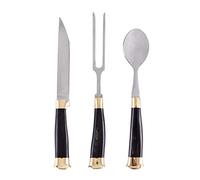 Lot de 3 couverts médiévaux avec étui en cuir, poignée en corne