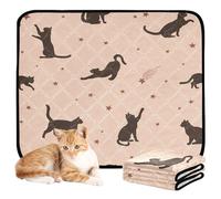 Lot de 3 couvertures anti-pipi pour chiens - Tapis boueux lavables et antidérapants pour cage d'avion - 50,8 x 61 cm - Silhouette de chat noir au milieu des étoiles