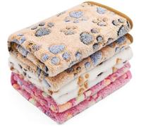 Lot de 3 couvertures polaire corallienne pour chien 40×60 cm - Rose/Beige/Chameau, lavable