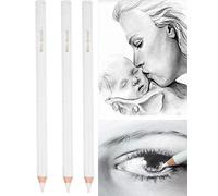 Lot de 3 Crayons de Couleur Blanc Surligné Crayons Papier à Dessin professionnelle Crayons Fusain Crayons de Couleur Crayon Pastel pour Artistes Débutants pour Dessin, Croquis, Ombrage, Mélange