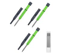 Lot de 3 crayons de marquage de trous de 2,8 mm de profondeur, pointe en métal avec 12 recharges pour le travail du bois et les projets, crayon de construction multifonction