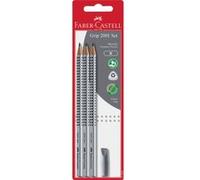 Faber-Castell – Crayons à papier GRIP 2001 – dureté B – Lot de 3 avec gomme