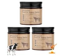 Lot de 3 crèmes bio au bœuf - 60 g - Crème hydratante pour le visage - Miel naturel et baume de tallow - Graisse de bœuf - Crème hydratante pour le visage et le corps