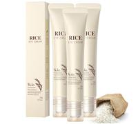 Lot de 3 crèmes contour des yeux à l'extrait de riz naturel à l'acide hyaluronique - Soin des yeux coréen contre les rides, les cernes et les poches sous les yeux - Crème hydratante anti-âge pour une
