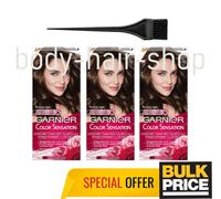 Lot de 3 crèmes de coloration pour cheveux brun foncé Garnier Color Sensation...