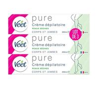 Lot de 3 Crèmes Dépilatoire Pure - Corps ET Jambes - Peaux Sèches - Sans Odeur d Amoniaque - 200ml