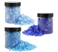 Lot de 3 cristaux décoratifs en verre pour loisirs créatifs, morceaux de mosaïque bleus, verre concassé pour remplissage de vase, décoration d’aquarium, aménagement de jardin, projets d’art à la