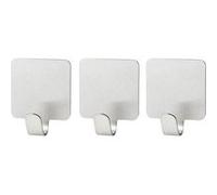 Lot de 3 crochets adhésifs carrés en acier inoxydable Fackelmann Tecno Gris