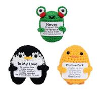 Lot de 3 crochets émotionnels faits à la main en forme de pingouin pour homme et femme pour remise de diplôme, Thanksgiving, retraite, anniversaire (pingouin, canard, grenouille)