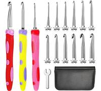 Lot de 3 crochets interchangeables avec poignée en silicone et têtes en aluminium interchangeables de 2 à 8 mm pour bricolage, travaux manuels, tricot, outils de tricotage