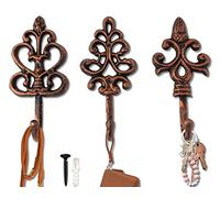 Lot de 3 crochets muraux décoratifs shabby chic en fonte, style campagne française, pour manteaux, sacs à main et plus encore. Cuivre et noir