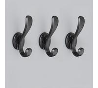 Lot de 3 crochets muraux en aluminium pour manteaux, porte-manteaux décoratifs à fixation murale, crochets pour manteaux avec 2 types de montage, crochets pour serviettes pour veste, sac à dos, porte-
