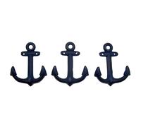 Lot de 3 crochets muraux en fonte pour ancre de bateau Wowser Nautical 6 pouces (bleu)