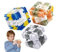 Lot de 3 cubes labyrinthe 3D Puzzle 3D Labyrinthe Boule 3 × 3 ABS pour adolescents et adultes enfants, anniversaire et Noël (multicolore)