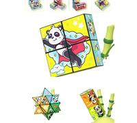 Lot de 3 cubes magiques pliants créatifs en forme de panda pour enfants, cubes magiques 3D, cubes de voyage, soulagement du stress, de l'anxiété et de tuer le temps, jouets cubes 4 en 1 pour enfants