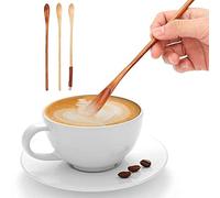 Lot de 3 cuillères à café, petites cuillères en bois avec manche long pour cuillère à mélanger cuillère à dessert milkshake cuillères à cocktail, 20cm