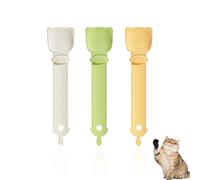 Lot de 3 cuillères à écraser Feeder Strip Cat Strip Happy Spoon pour animaux de compagnie Distributeur de nourriture pour chat Cuillère flexible pour animaux compagnie (Orange et vert et blanc cassé)
