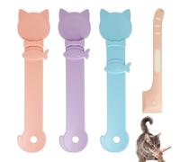 Lot de 3 cuillères à friandises pour chat, avec 1 cuillère de mise en conserve rose, large ouverture anti-débordement, fermeture à pression pour éviter le gaspillage (violet, rose, bleu)